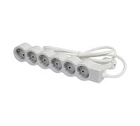 Legrand Standard Socket 6x2P+A 5m Cord White-Grey (European Socket) - 694572 [10 Pieces]