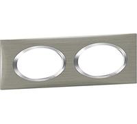 Legrand STYL Dooxie LEG600872 PL 2P Square Switch/Socket Cover Plate with 2 Holes Brushed Stainless Steel Effect