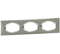 Legrand STYL Dooxie LEG600873 PL 3P Square Switch/Socket Cover Plate with 3 Holes Brushed Stainless Steel Effect