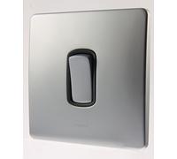 Legrand Synergy 7310 01 - Modern Silver 10a 1 Gang 2 Way Screwless Switch Plate