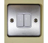 Legrand Synergy 7330 02 - Brushed Steel 10a 2 Gang 2 Way Switch Plate