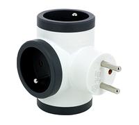 LEGRAND - Triple socket plug - 3 side T-sockets with earth - Integrated child safety - White and dark grey