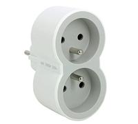 LEGRAND - Two-way socket plug - 2 front sockets with earth - Vertical positioning - Integrated child safety lock - White and light grey