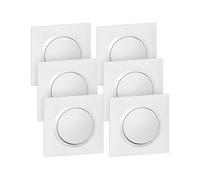 LEGRAND - Wall or Two-Way Switch 10AX dooxie + Square Plate - Complete Lighting Control - Ready to Install - Made in France - White - Pack of 6