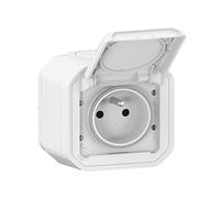 Legrand - Waterproof Earth Socket with Flap Plexo 16A 250V Complete for White Surface Mounting