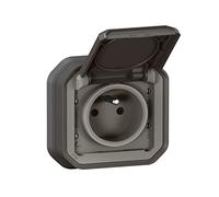 Legrand - Waterproof earthed socket with Plexo 16A 250V shutter comes complete for flush mounting with anthracite claws