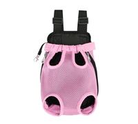 Legs Out Pet Carrier Backpack, Adjustable Cat Dog Travel Bag for Hiking Camping, Ventilated Chest Back Sling Bag Applicable to Small Medium Pets 1.5-3 lbs(Pink,M)