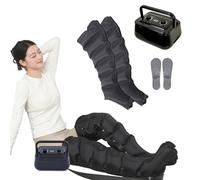 Legs Recovery System Lymphatic Drainage Massager, Dynamic Compression Massage Electric Air Compression Leg Massager Machine for Pain and Circulation, 6-Cavity | Timing Func | 0~250mmHg Kpα (Black