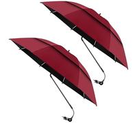 legtovt 2PCS Chair Umbrella with Clamp 180° Adjustable, UPF100+ Windproof Double Canopy Beach Chair Umbrella for Patio, Camping, Wheelchair, Golf Carts, Wine RedChair