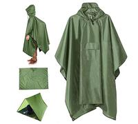 legtovt Rain Poncho Adult Waterproof Reusable Rain Cape Hooded Poncho Sunshade Tarp for Outdoor Hiking Camping Traveling Army Green adult waterproof