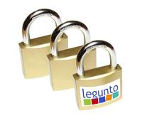 legunto 3 x Padlock keyed Alike. Very Stable Padlocks with 18 Keys That fit Every Lock in The Set., Silver