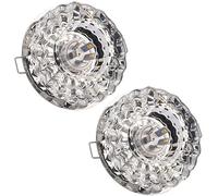 LEGZIT 2 Pack LED Crystal Glass Recessed Downlight 2-3.5 Inch 3 Color Selectable Retrofit Stainless Steel Ceiling Light 3W,5W Chrome Can Lights,Simple Installation