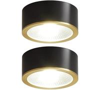 LEGZIT 2pack,3W,5W,7W,9W Brushed Brass Ceiling Surface Mounted Downlight Eyeball Ceiling Light 8cm,10cm Retrofit Led Recessed Spotlights (Gold/Black,3000K Warm White)