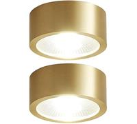 LEGZIT 2pack,3W,5W,7W,9W Brushed Brass Ceiling Surface Mounted Downlight Eyeball Ceiling Light 8cm,10cm Retrofit Led Recessed Spotlights (Gold/Black,3000K Warm White)