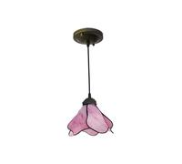 LEGZIT Art Deco Glass Pendant Light,Pink Tiffany Style Art Glass Ceiling Hanging Light Modern Flower Light Fixture Stained Glass Pendant Lighting for Kitchen Dinning Room