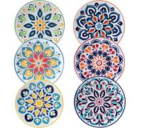 LEHAHA Appetizer Plates Set, 6 Inch Small Ceramic Dessert Plates, 6-Piece Floral Round Plates for Salad, Appetizer, Snack, Microwave & Dishwasher Safe