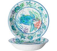 LEHAHA Extra larger Melamine serving bowl set, Coastal 13.75 Inch 130 Oz Large Fruit Bowl, Pasta Bowl, Set of 2, Serving Dishes for Entertaining, Vibrant Color Large Bowl for Party…