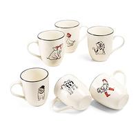 LEHAHA Farmhouse Coffee Mugs Set,16 OZ Animal Large Ceramic Mugs with Handle, Set of 6, Christmas Porcelain Cups for Coffee, Tea, Cocoa, Office and Home Use, Practical Gift, Assorted Design
