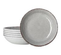 LEHAHA Farmhouse Melamine Pasta Bowl, 9.25 inch Large Salad Bowls, Set of 6, Unbreakable 100% Melamine Serving Bowls Set for Dinner, Wide and Shallow Bowls Set, Dishwasher Safe, Grey…