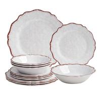 LEHAHA White Melamine Dinnerware Sets - 12pcs High-end Outdoor Plates and Bowls Sets, Presidential BPA Free Unbreakable Camping Dishes Set for 4, Indoor and Outdoor non-breakable Dinner Set