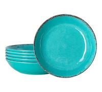 LEHAHA Melamine Pasta Bowl, 9.25 inch Large Wide and Shallow Bowls Set of 6, 42 OZ Unbreakable 100% Melamine Serving Bowls Set for Dinner, Noodle,Ramen,Salad, Fruit Bowl. Dishwasher Safe, Teal…