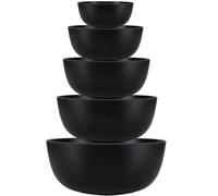 LEHAHA Mixing Bowls Set (5 Piece Set) Nested Melamine Kitchen Bowls Set, Large Stackable Serving Bowls for Kitchen, Storage Bowl Ideal for Prepping, Cooking and Serving Food, Black