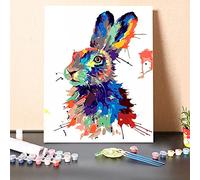 Lehaha Paint by Numbers Kits for Adults Children,Colorful Hare Animal Rabbit,DIY Canvas Oil Painting Kit for Kids and Beginner,11.8 * 16 inch with Frame