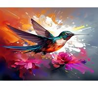 Lehaha Paint by Numbers Kits for Adults Children,Colorful Highland Cow Animal,DIY Canvas Oil Painting Kit for Kids and Beginner,Hummingbird(12 * 16 inch)