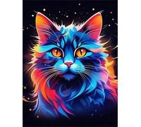 Lehaha Paint by Numbers Kits for Adults Children,Colorful Highland Cow Animal,DIY Canvas Oil Painting Kit for Kids and Beginner,Blue cat(12 * 16 inch)