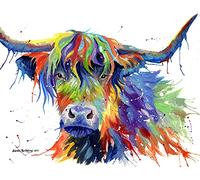 Lehaha Paint by Numbers Kits for Adults Children,Colorful Highland Cow Animal,DIY Canvas Oil Painting Kit for Kids and Beginner,11.8 * 16 inch Without Frame
