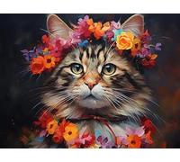 Lehaha Paint by Numbers Kits for Adults Children,Colorful Highland Cow Animal,DIY Canvas Oil Painting Kit for Kids and Beginner,Gray cat(12 * 16 inch)