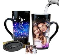 Lehaha Personalised Heat Change Magic Mug with Photo,Custom Heat Collage Image Coffee & Tea Mug,Customised Your Own Mug Cup Photo (16oz / 500ml, Black/Changing)