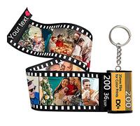 Lehaha Personalised Keychains with Picture Colorful and Text, Custom Camera Film Roll Key Rings Multi Photo,Customized Gift Birthday Holiday for Lover Dad Mom Kids Friend