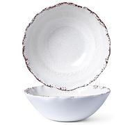 LEHAHA Rustic White Melamine Large Serving Bowl, 2 pieces Set,12 inches (130 OZ) Larger Salad Bowl, Lightweight and Unbreakable Mixing Bowl, BPA Free Melamine Bowls, Dishwasher Safe…