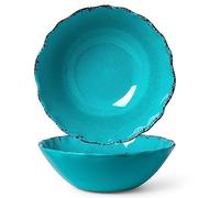 LEHAHA Vintage Melamine Salad Bowls Set, 2 pieces 130 OZ Large Pasta Bowls and Mixing Bowls, 12 inches Chip resistant Large Serving Bowls for Entertaining, Dishwasher Safe, Teal…