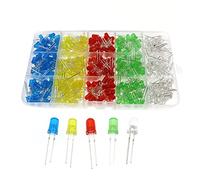 LeHang 500pcs (5 Colors x 100pcs) 5mm LED Light Emitting Diode Round Assorted Color White/Red/Yellow/Green/Blue Kit Box