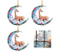 LEHEEYWT 3 Pcs Christmas Tree Decorations, Hanging Giraffe Ornament Xmas Decor, 2D Acrylic Christmas Bauble Decorations Gifts