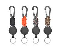 LEHEEYWT 4 Pcs Retractable Keychain, Heavy Duty Lanyard Extender, Extendable Keyring with Clip Badge Reel for ID Card Keys (Style 1)