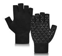 LEHEEYWT Fingerless Gloves for Men Women, Anti-Slip Thermal Gloves, Winter Driving Gloves Warm Fingerless Gloves for Typing Cycling Work (Black)
