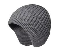 LEHEEYWT Hat with Ear Flaps, Knitted Fleece Lined Beanie Hat Men with Earflaps, Windproof Winter Hats for Men Skiing Cycling Running Outdoor Activity (UK, Alpha, One Size, Grey)