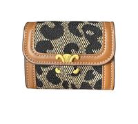 Leheybia Women's Credit Card Holder Jacquard Canvas Small Wallet Rfid Blocking Business Card Case 11 Accordion Card Slot Card Holder Wallet for Women, Earthy yellow, Urban Simplicity