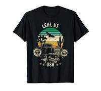 Lehi Utah USA Hotrod Retro Desert Sunset Design T-Shirt