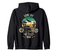 Lehi Utah USA Hotrod Retro Desert Sunset Design Zip Hoodie