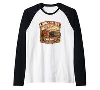 Lehigh Valley Railroad Vintage Coal Country Train Raglan Baseball Tee