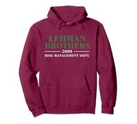 Lehman Brothers 2008 Risk Management Dept Pullover Hoodie, Adult Unisex, Burgundy, Medium
