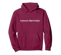 Lehman Brothers Vintage Corporate WSB White Stock Trader Pullover Hoodie, Adult Unisex, Burgundy, X-Large