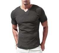 Lehmanlin Men's Slim Fit Athletic T-Shirt Polyester Casual Wear Soft Breathable Underwear Grey XS