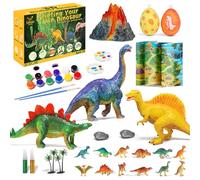 Lehoo Castle Arts and Crafts for Kids Painting Set, Craft Kits for Kid Dinosaur Painting Kit, 3D Dinosaur Toys for Age 4 5 6 7 8 9 Year Old, 12 Color Painting Sets for Children