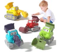 Lehoo Castle Baby Toys for 1 2 3 Year Old Boys, 4 In 1 Construction Truck Toy Cars 1st Birthday Gifts for Boy, Press & Go 1 2 3 Year Old Boy Toddler Toys