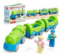 Lehoo Castle Battery Operated Dinosaur Train for Wooden Track Age 3+ | Compatible with Thomas & Friends, Brio and Hape Train Track, Magnetic Train Carriages, Birthday Gifts for Boys